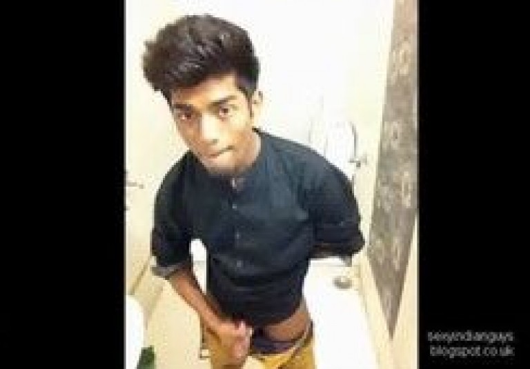 Horny Indian gay student jerking his cock