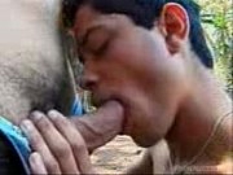 Gay son sucking dick of his Indian desi gay daddy in garden