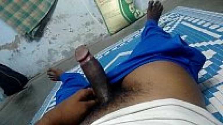 South Indian Telugu black big dick guy jerking at home