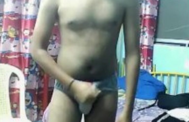 Teen Indian desi gay boy in underwear play with dick at webcam